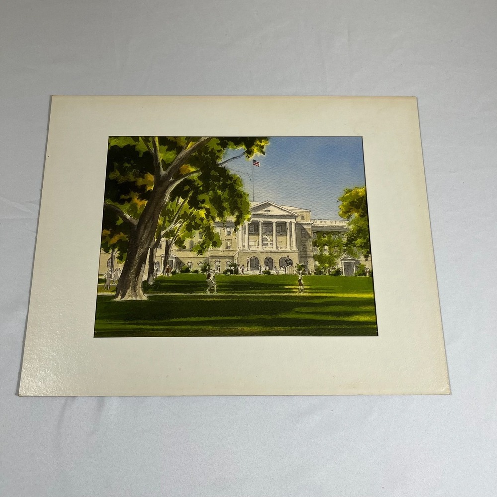Vintage Bascom Hall UW Madison Wisconsin University Watercolor Print 11x14